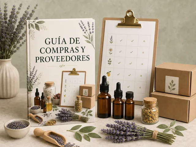 Portada de la Guía de Compras y Proveedores con materiales, proveedores y plantilla de comparación