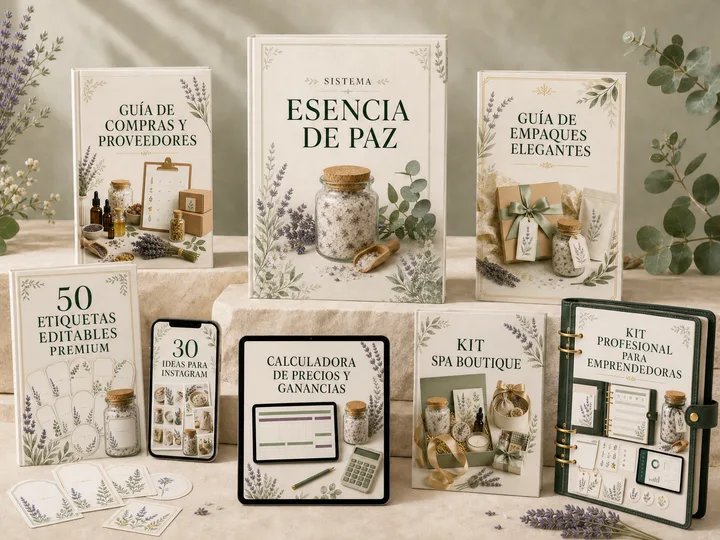 Mockup tangible de los ocho materiales incluidos en el Sistema Esencia de Paz