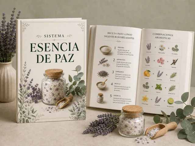 Ebook principal Sistema Esencia de Paz con receta, combinaciones aromáticas y sales de baño artesanales